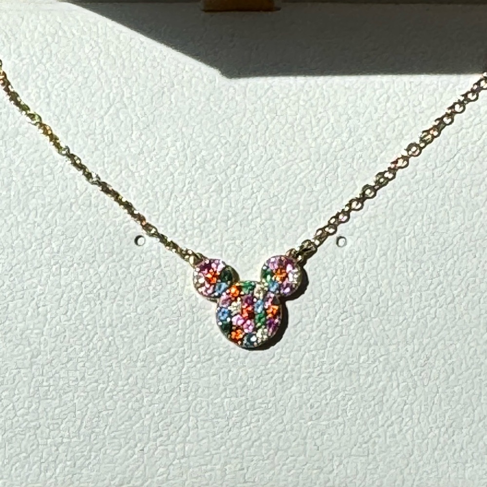 Crislu Disney Mickey Mouse Icon Sterling Gold Necklace